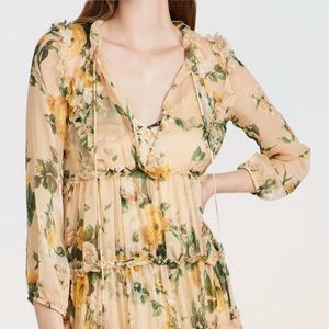 o.p.t Sz XS Selena Chiffon Layered Floral Dress